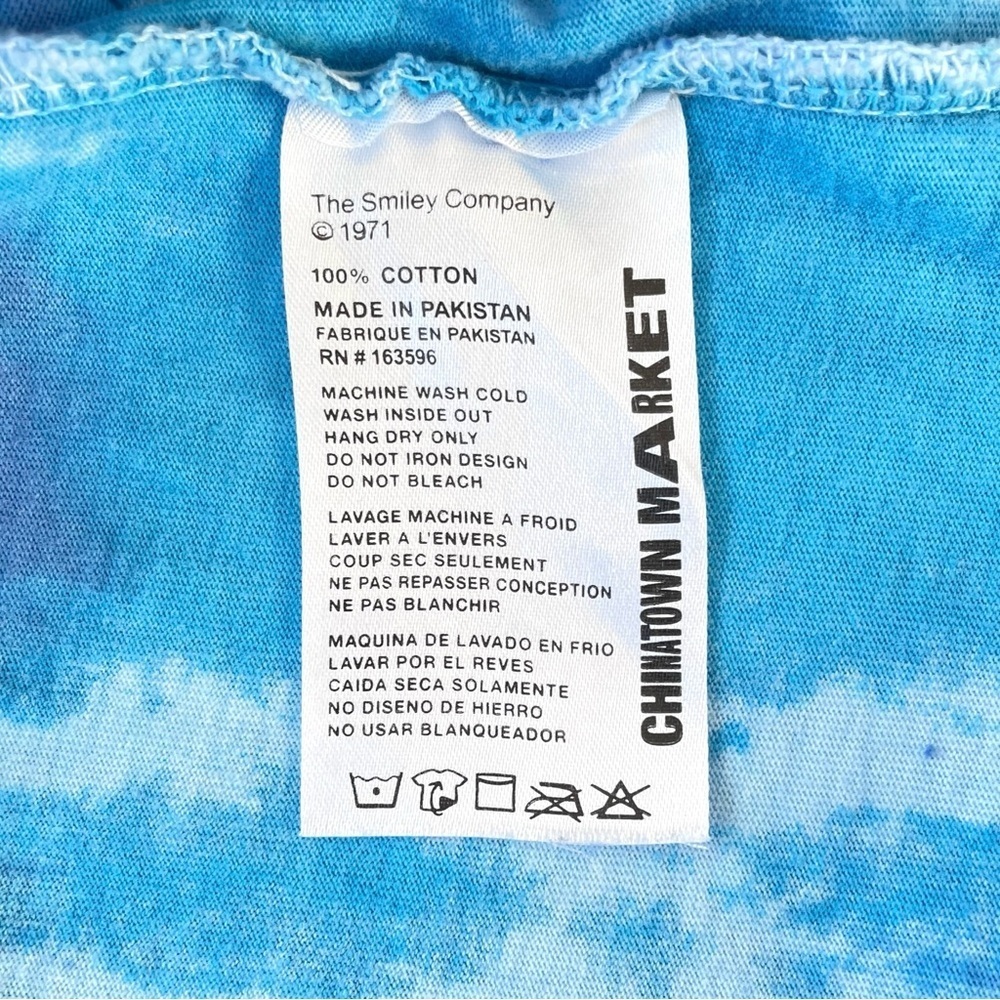 Chinatown Market Smiley T-Shirt, Sketch Basketball Bear, Blue Tie-Dye, Sz Medium - Picture 5 of 8